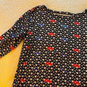 Boat neck three quarter sleeve tee